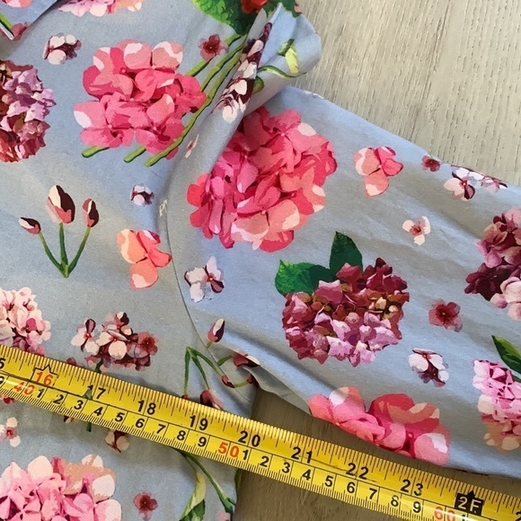 Perlavera size M floral blue pink shirt dress hydrangeas print - Picture 10 of 14